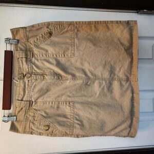 Eddie Bauer Women's Khaki 100% Cotton Cargo Skirt- Size 6